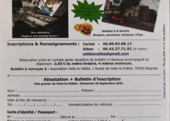VIDE GRENIER de l'association de p�che Velle la Vall�e